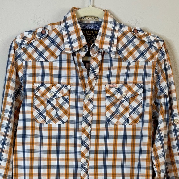 Scotch & Soda Originals Limited Edition Long Sleeve Button Shirt Blue Plaid Sz S - Picture 2 of 13